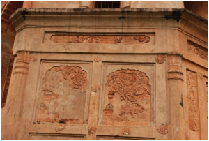 Detail, fluted pilasters and floral motifs in arched borders,Ground Floor, Rong-ghor, Sivasagar, 18th century CE