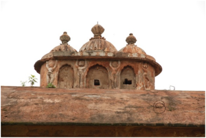 Detail, Female figures holding the roof, Top-floor, Rong-Ghor, Sivasagar, 18th century CE.