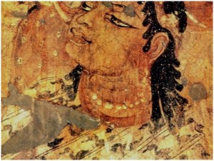 Man with geese patterned shawl, Mahajanaka Jataka