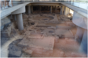 Ruins of Ancient Athens below the Archaeological Museum Of Athens, Greece.