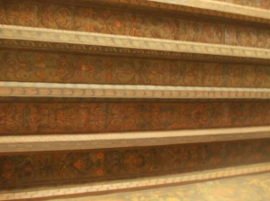 Painted wooden ceiling after restoration