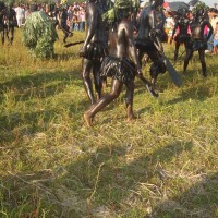 Evils shown painted in black, performing