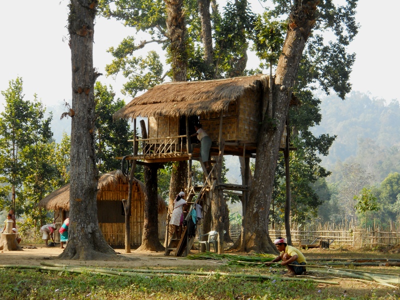 a traditional bamboo hut- 'chang ghar'